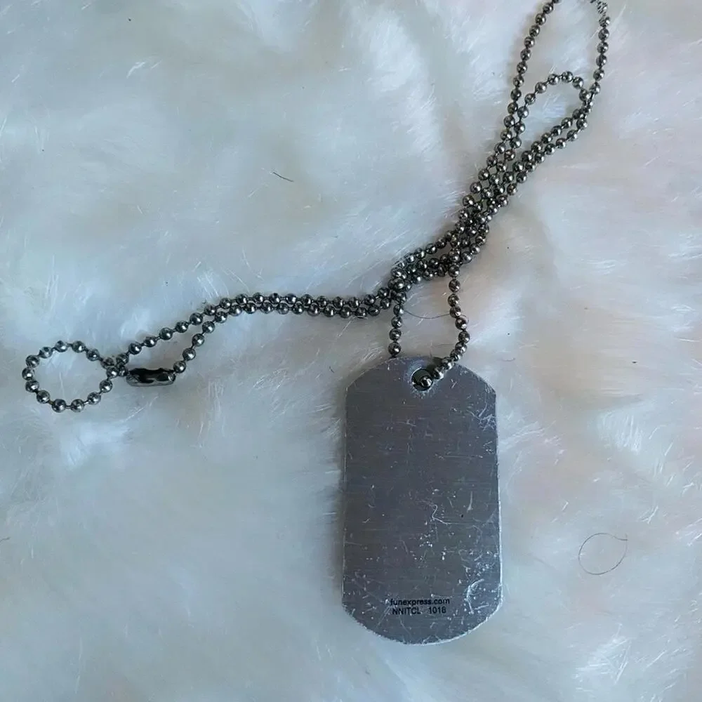 Military Style Dog Tag Necklace with Camouflage Design